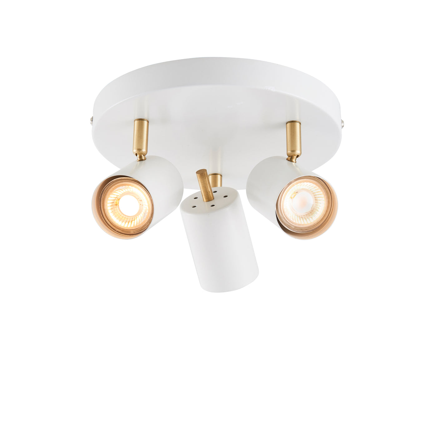 Lacona Seabreeze 3Lt Indoor Spot Light In Matt White Paint & Satin Brass Plate Finish - Lacona Home 