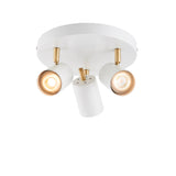 Lacona Seabreeze 3Lt Indoor Spot Light In Matt White Paint & Satin Brass Plate Finish - Lacona Home 