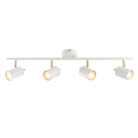 Lacona Seabreeze 4Lt Indoor Spot Light In Matt White Paint & Satin Brass Plate Finish - Lacona Home 