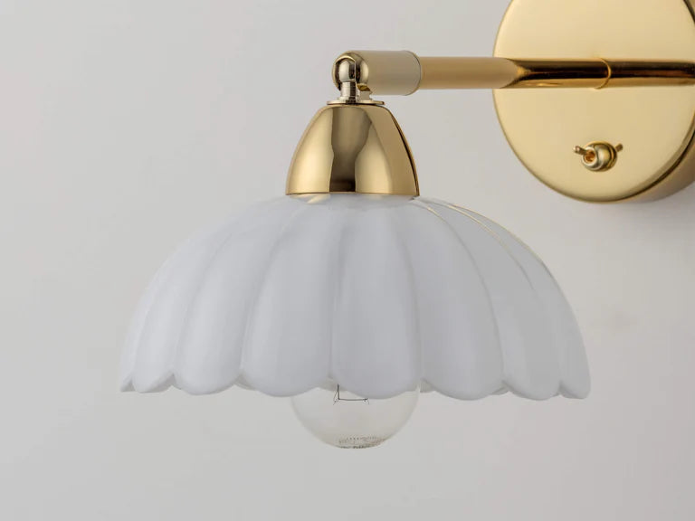 houseof. Flower Sconce Wall Light in Brass And Opal