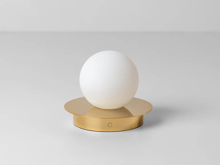 houseof. Opal Disk Rechargeable Table Lamp in Brass