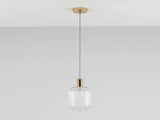 houseof. Ribbed Clear Glass Shade Pendant in Brass & Clear