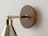 houseof. Cone Wall Light in Brass/Wood