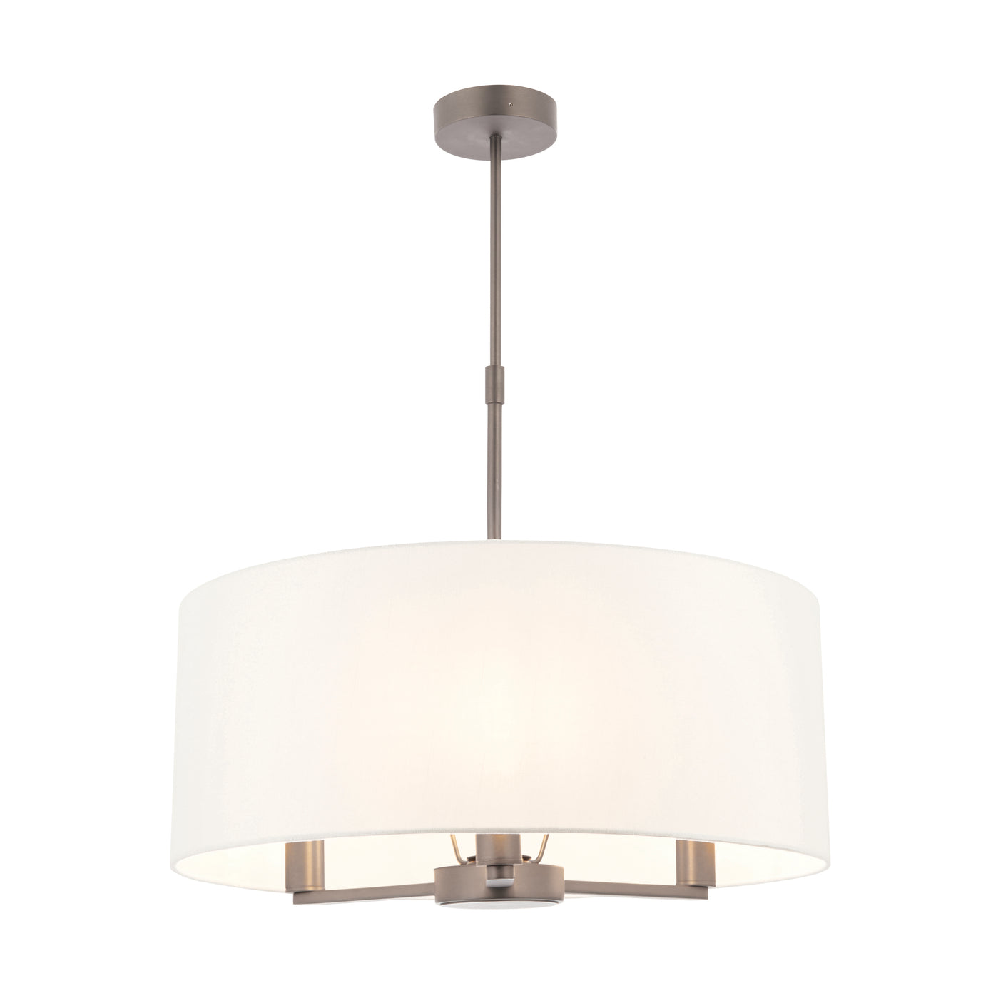 Lacona Daybreak 3Lt Indoor Pendant Light In Matt Nickel Plate & Vintage White Fabric Finish - Lacona Home 