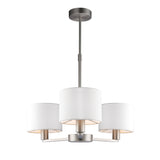 Lacona Daybreak 3Lt Indoor Pendant Light In Matt Nickel Plate & Vintage White Fabric Finish - Lacona Home 