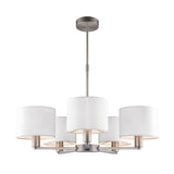 Lacona Daybreak 5Lt Indoor Pendant Light In Matt Nickel Plate & Vintage White Fabric Finish - Lacona Home 