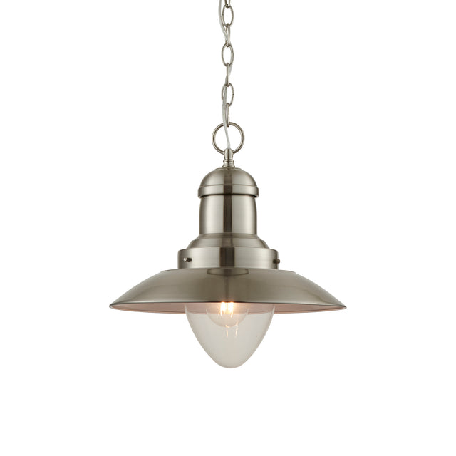 Lacona Hillcrest 1Lt Indoor Pendant Light In Satin Nickel Plate & Clear Glass Finish - Lacona Home 