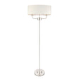 Lacona Statesman 2Lt Indoor Floor Lamp In Bright Nickel Plate & Vintage White Fabric Finish - Lacona Home 