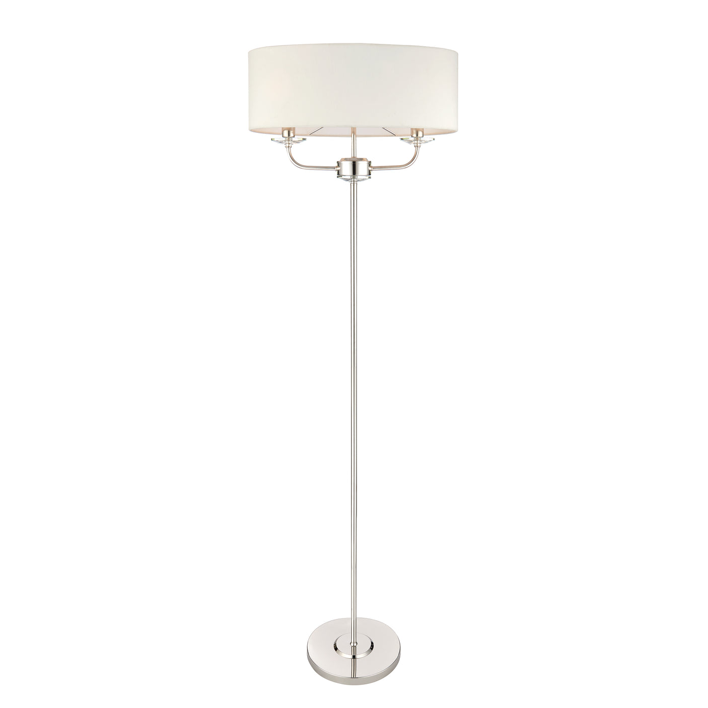 Lacona Statesman 2Lt Indoor Floor Lamp In Bright Nickel Plate & Vintage White Fabric Finish - Lacona Home 