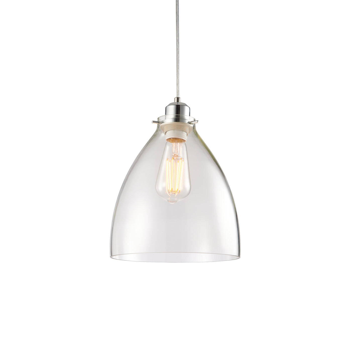 Lacona Elmwood 1Lt Indoor Pendant Easyfit In Clear Glass & Chrome Plate Finish - Lacona Home 