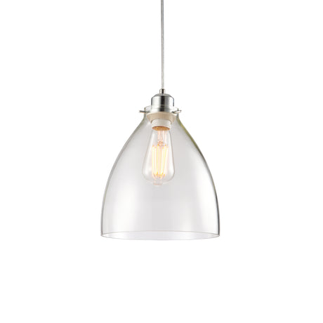 Lacona Elmwood 1Lt Indoor Pendant Easyfit In Clear Glass & Chrome Plate Finish - Lacona Home 