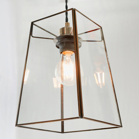 Lacona Fairview 1Lt Indoor Pendant Easyfit In Clear Glass & Antique Brass Plate Finish - Lacona Home 