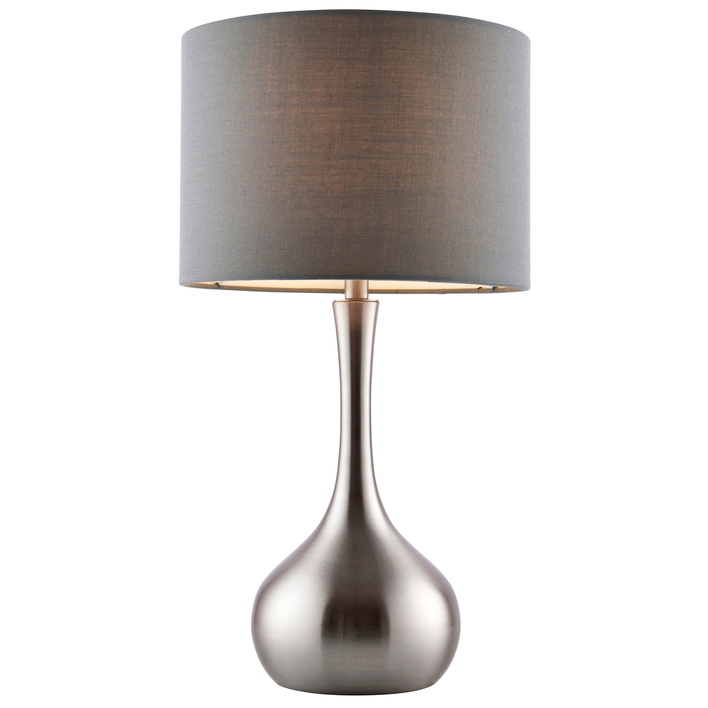 Lacona Mayfair 1Lt Indoor Table Lamp In Satin Nickel Plate & Grey Fabric Finish - Lacona Home 