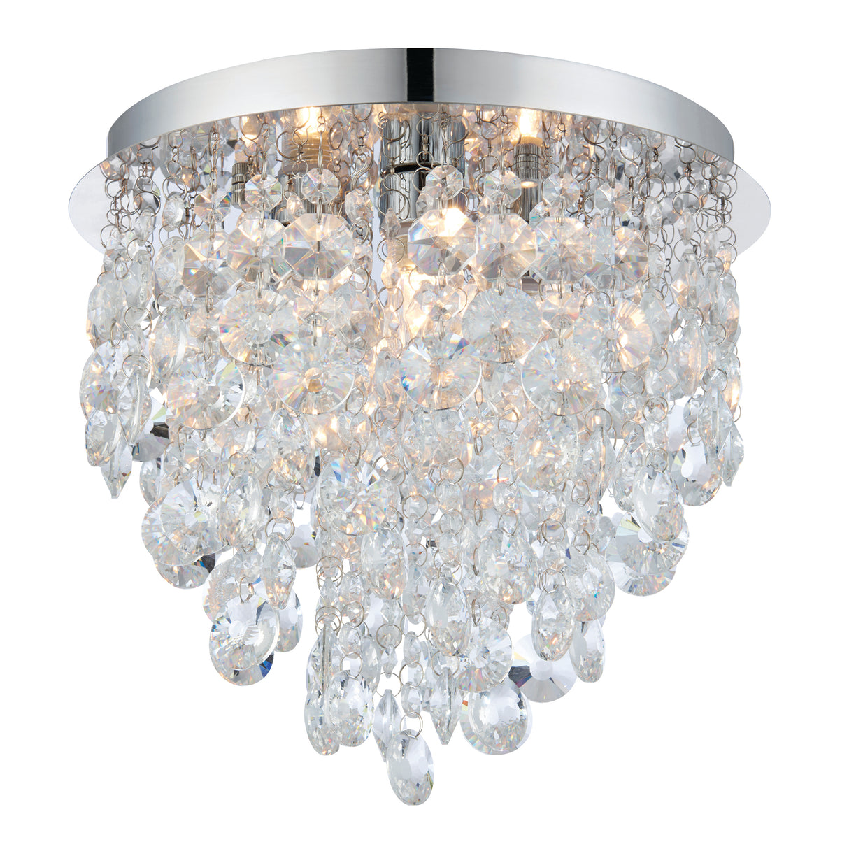 Lacona Calypso 3Lt Bathroom Flush Light In Clear Crystal & Chrome Plate Finish - Lacona Home 