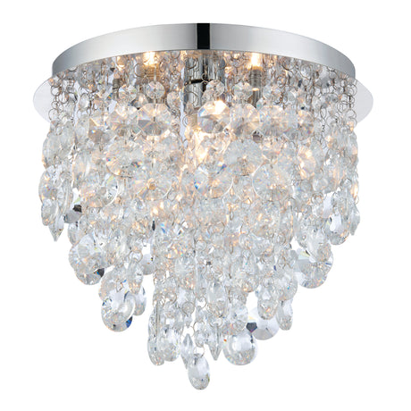 Lacona Calypso 3Lt Bathroom Flush Light In Clear Crystal & Chrome Plate Finish - Lacona Home 