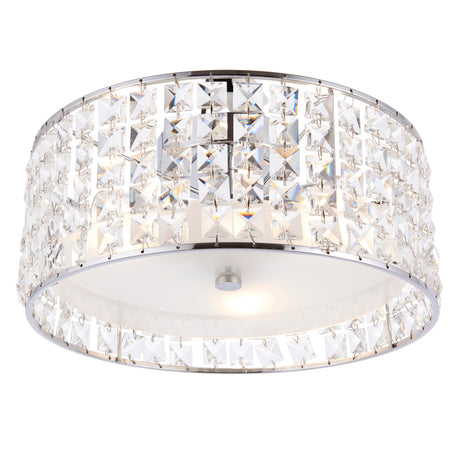 Lacona Belmont 3Lt Bathroom Flush Light In Clear Crystal, Frosted Glass & Chrome Plate Finish - Lacona Home 