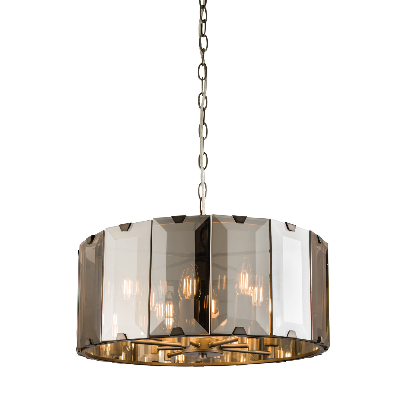 Lacona Starlight 8Lt Indoor Pendant Light In Slate Grey & Smoked Cut Glass Finish - Lacona Home 