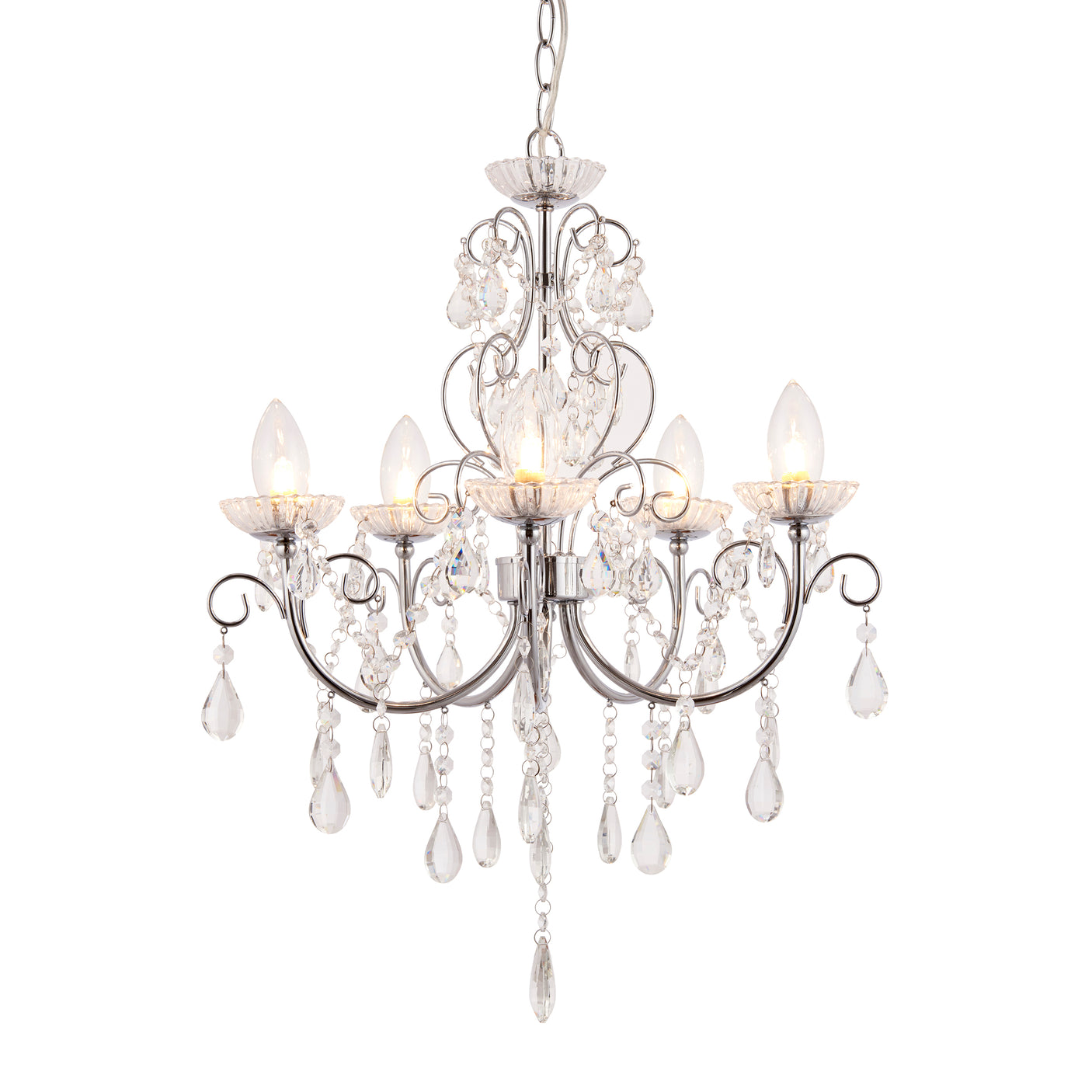 Lacona Felicity 5Lt Bathroom Pendant Light In Chrome Plate & Clear Crystal Finish - Lacona Home 