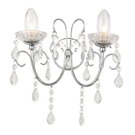 Lacona Felicity 2Lt Bathroom Wall Light In Chrome Plate & Clear Crystal Finish - Lacona Home 