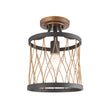 Lacona Charlton 1Lt Indoor Flush Light In Matt Black & Rustic Bronze Paint Finish - Lacona Home 