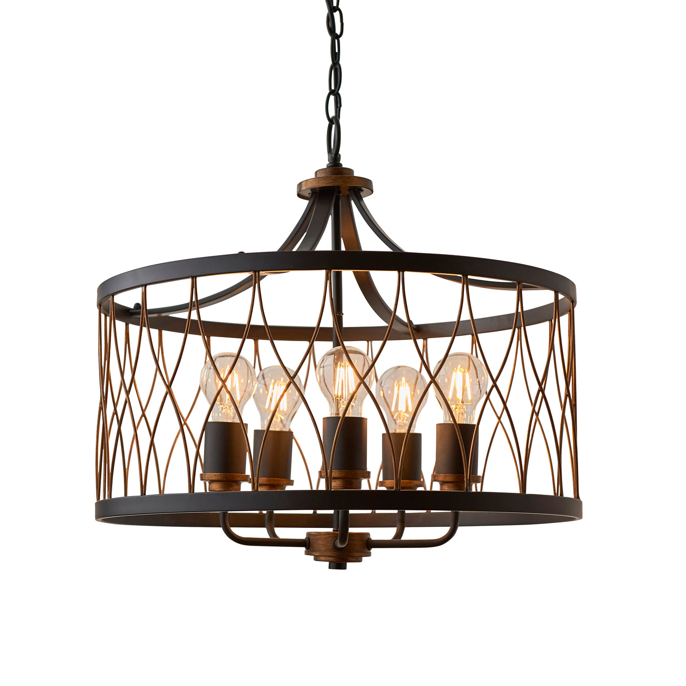 Lacona Charlton 5Lt Indoor Pendant Light In Matt Black & Rustic Bronze Paint Finish - Lacona Home 