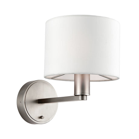 Lacona Daybreak 1Lt Indoor Wall Light In Matt Nickel Plate & Vintage White Fabric Finish - Lacona Home 