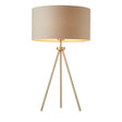 Lacona Trinity 1Lt Indoor Table Lamp In Matt Nickel Plate & Grey Fabric Finish - Lacona Home 