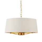 Lacona Luminary 3Lt Indoor Pendant Light In Brushed Satin Gold Finish & Vintage White Fabric Finish - Lacona Home 