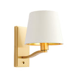 Lacona Luminary 1Lt Indoor Wall Light In Brushed Satin Gold Finish & Vintage White Fabric Finish - Lacona Home 