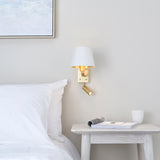 Lacona Luminary 2Lt Indoor Wall Light In Brushed Satin Gold Finish & Vintage White Fabric Finish - Lacona Home 