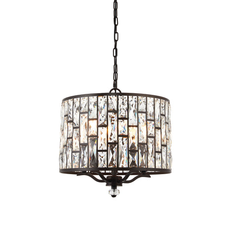 Lacona Belleza 5Lt Indoor Pendant Light In Dark Bronze Paint & Clear Crystal Finish - Lacona Home 