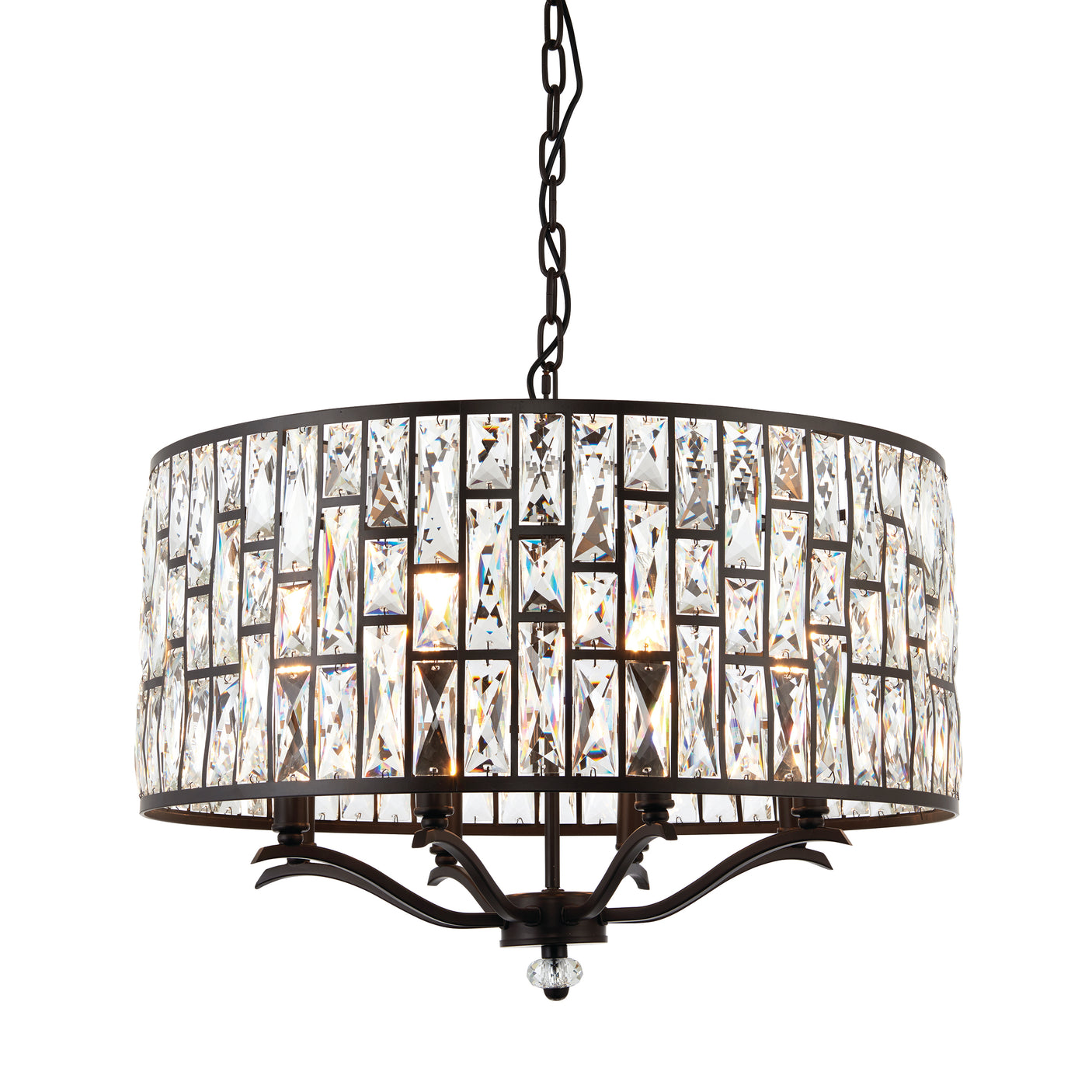 Lacona Belleza 8Lt Indoor Pendant Light In Dark Bronze Paint & Clear Crystal Finish - Lacona Home 