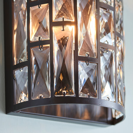 Lacona Belleza 1Lt Indoor Wall Light In Dark Bronze Paint & Clear Crystal Finish - Lacona Home 