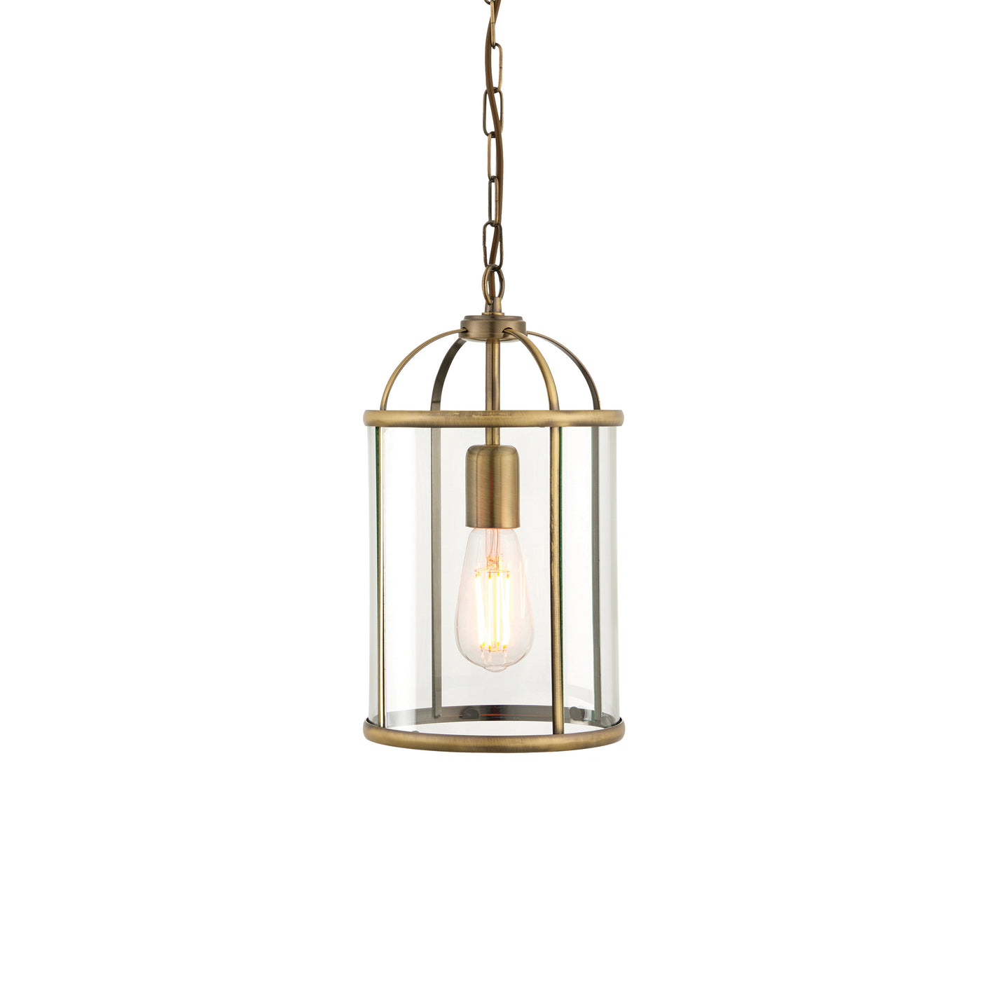 Lacona Westminster 1Lt Indoor Pendant Light In Antique Brass Plate & Clear Glass Finish - Lacona Home 