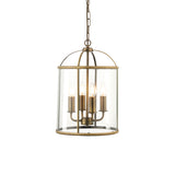 Lacona Westminster 4Lt Indoor Pendant Light In Antique Brass Plate & Clear Glass Finish - Lacona Home 