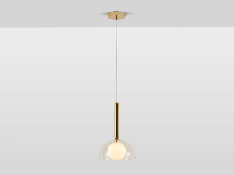 houseof. Domed Glass Pendant in Brass