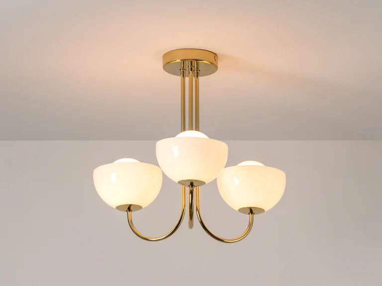 houseof. Glass Bowl Ceiling Light in Brass