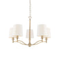 Lacona Abruzzo 5Lt Indoor Pendant Light In Matt Antique Brass Plate & Vintage White Fabric Finish - Lacona Home 