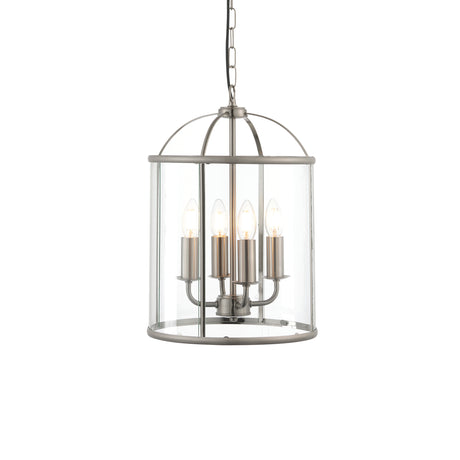 Lacona Westminster 4Lt Indoor Pendant Light In Satin Nickel Plate & Clear Glass Finish - Lacona Home 