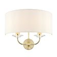 Lacona Statesman 2Lt Indoor Wall Light In Brass Plate & Vintage White Fabric Finish - Lacona Home 