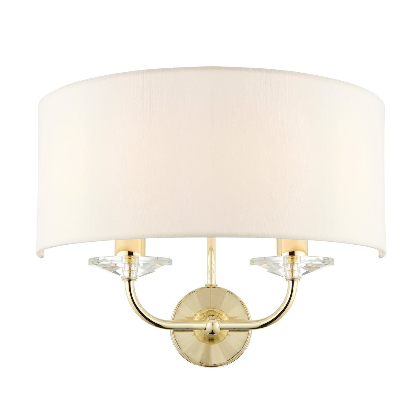 Lacona Statesman 2Lt Indoor Wall Light In Brass Plate & Vintage White Fabric Finish - Lacona Home 