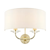 Lacona Statesman 2Lt Indoor Wall Light In Brass Plate & Vintage White Fabric Finish - Lacona Home 