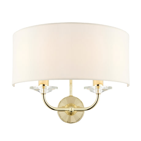 Lacona Statesman 2Lt Indoor Wall Light In Brass Plate & Vintage White Fabric Finish - Lacona Home 