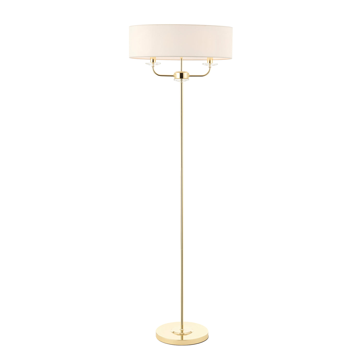 Lacona Statesman 2Lt Indoor Floor Lamp In Brass Plate & Vintage White Fabric Finish - Lacona Home 