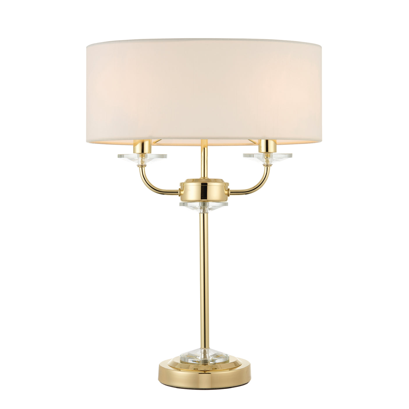 Lacona Statesman 2Lt Indoor Table Lamp In Brass Plate & Vintage White Fabric Finish - Lacona Home 