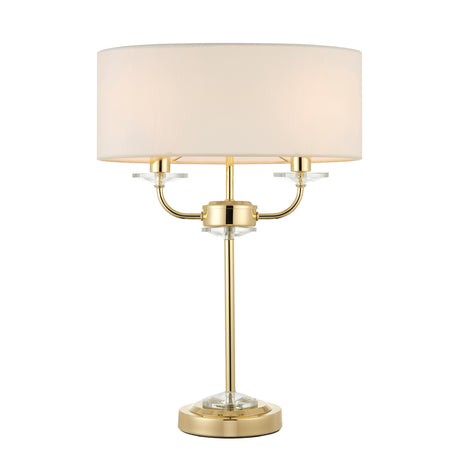 Lacona Statesman 2Lt Indoor Table Lamp In Brass Plate & Vintage White Fabric Finish - Lacona Home 