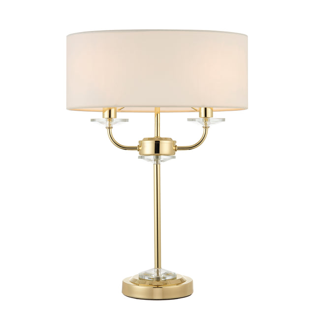 Lacona Statesman 2Lt Indoor Table Lamp In Brass Plate & Vintage White Fabric Finish - Lacona Home 