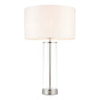 Lacona Serenity 1Lt Indoor Table Lamp In Bright Nickel Plate, Clear Glass & Vintage White Fabric Finish - Lacona Home 