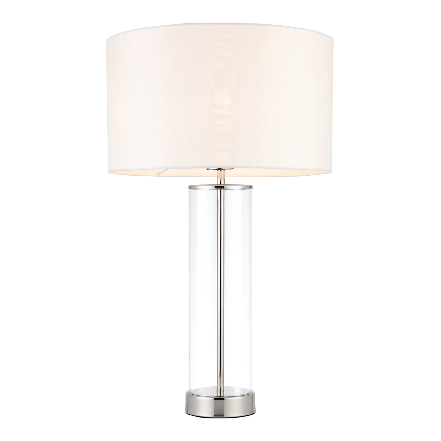 Lacona Serenity 1Lt Indoor Table Lamp In Bright Nickel Plate, Clear Glass & Vintage White Fabric Finish - Lacona Home 