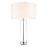 Lacona Serenity 1Lt Indoor Table Lamp In Bright Nickel Plate, Clear Glass & Vintage White Fabric Finish - Lacona Home 